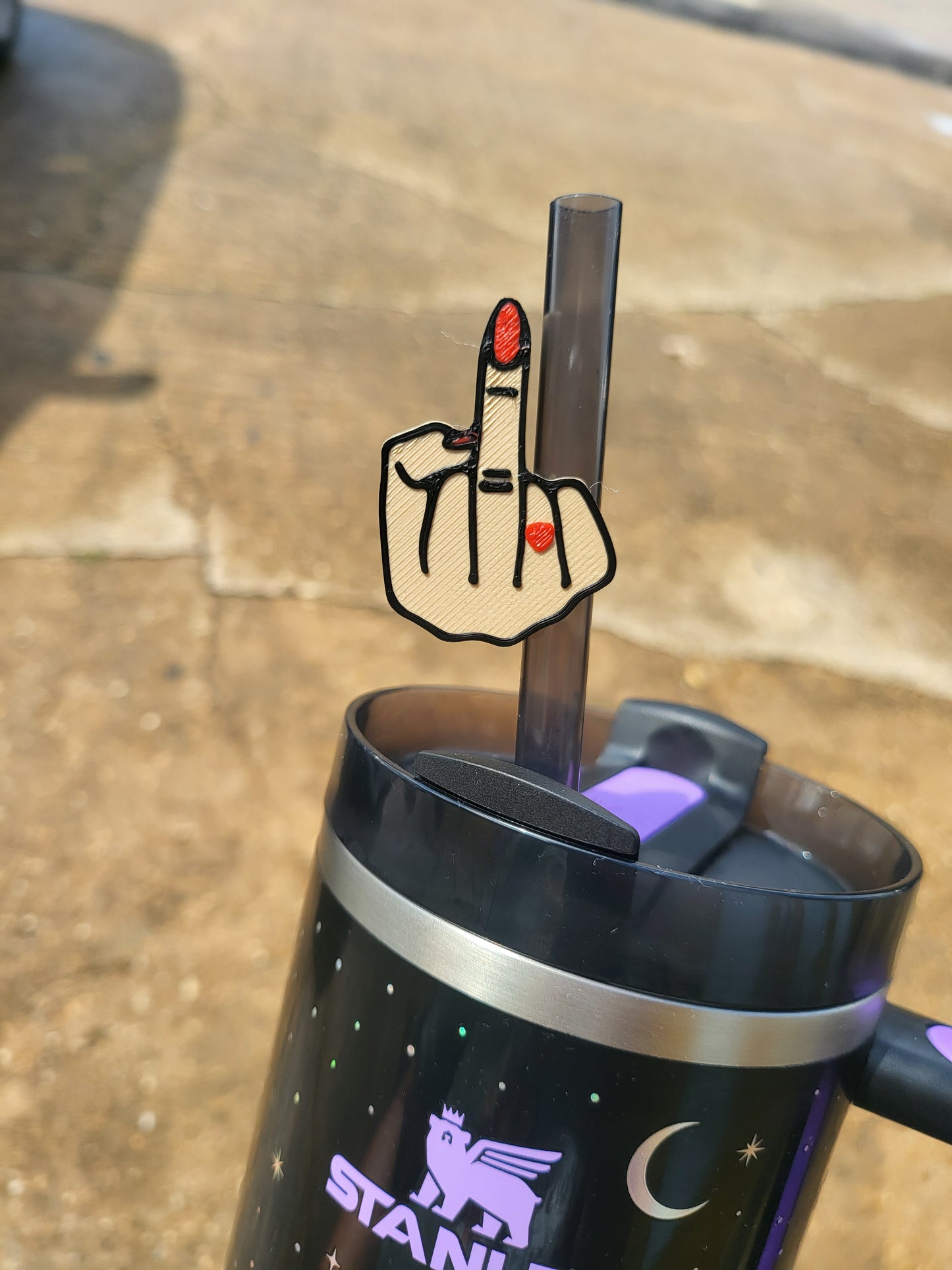Middle Finger Straw Topper