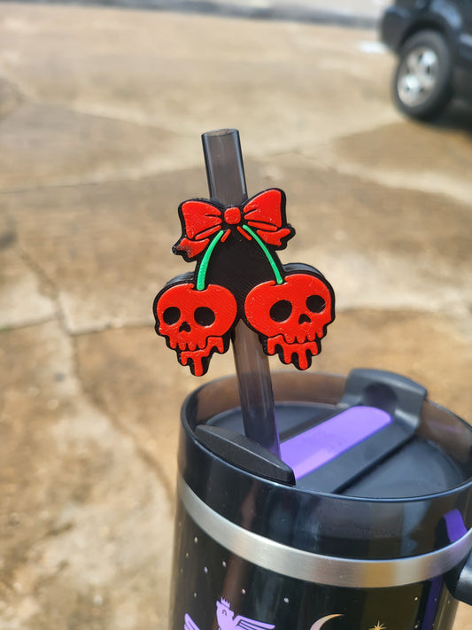 Skeleton Cherries Straw Topper