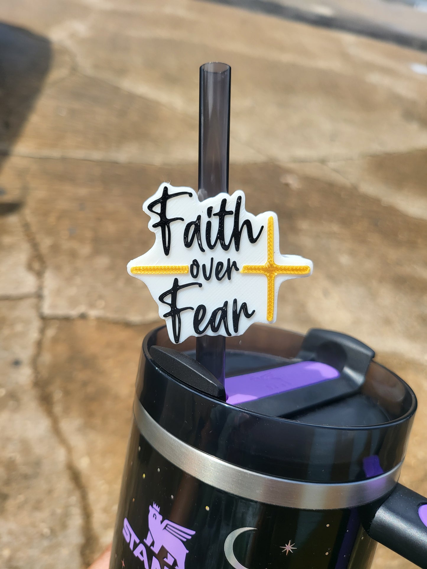 Faith over Fear Straw Topper