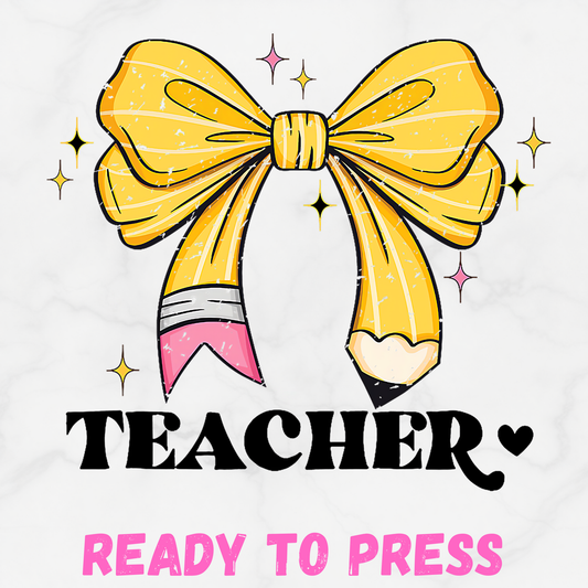 Teacher Yellow Pencil Bow