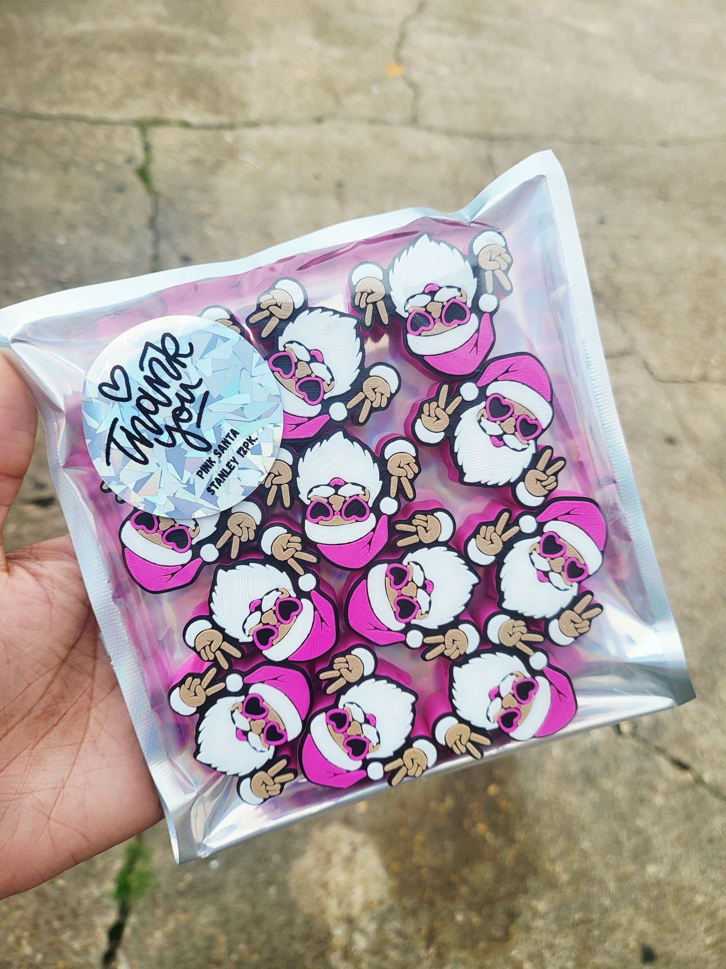 Pink Santa Straw Topper