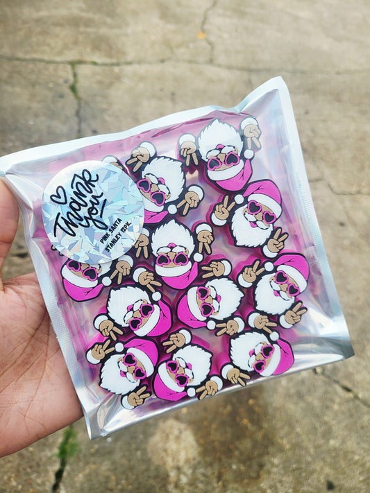 Pink Santa Straw Topper